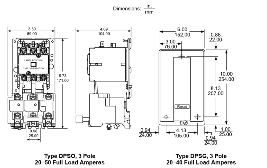 Mechanical Drawing - Schneider Electric 8911 Motor Drive Starters